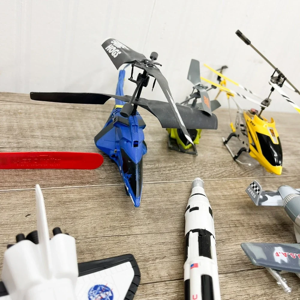 Toy Aircraft Lot Air Hogs NASA Space Shuttle‎ USAF Jets Helicopters Police Van